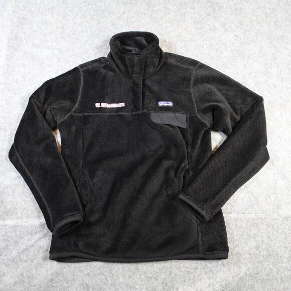 Patagonia Pullover Womens Medium Synchilla Snap-T Re-Tool Black Logo Soft - Picture 1 of 10